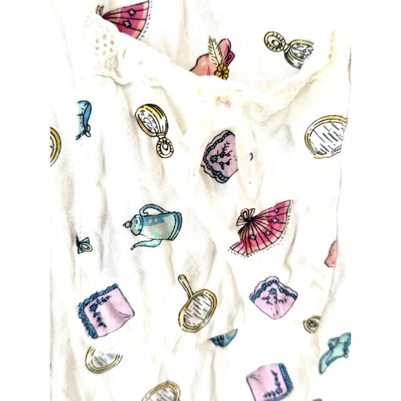 kathryn Vintage Makeup Glam print pajama Top - Picture 4 of 7